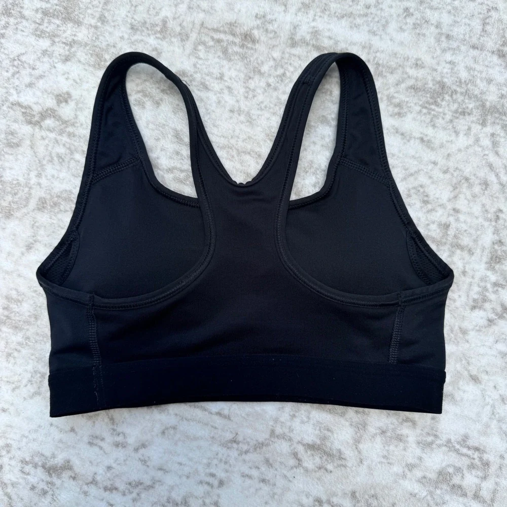 Nike Dri-FIT Racerback Sports Bra Black Swoosh Activewear XS
